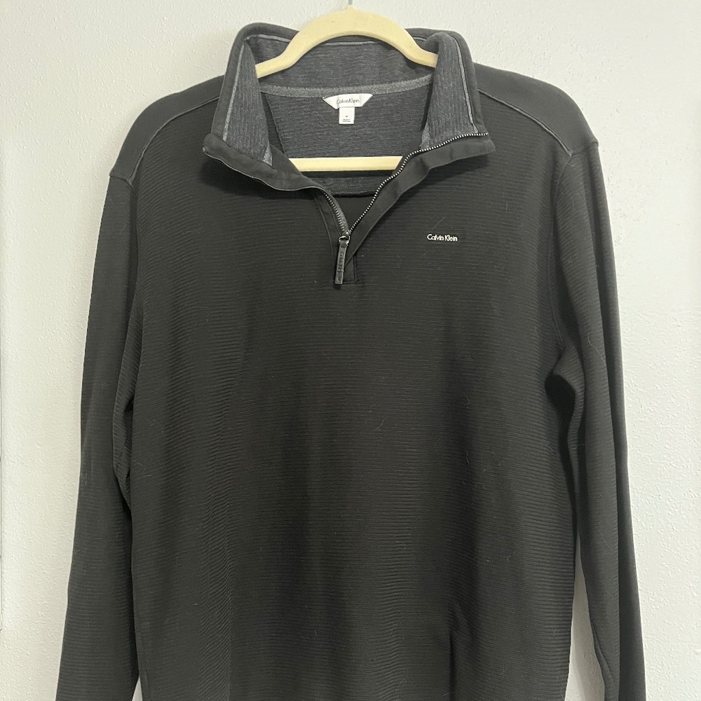 Calvin Klein Black 100% Cotton Quarter Zip Pullover Men’s M